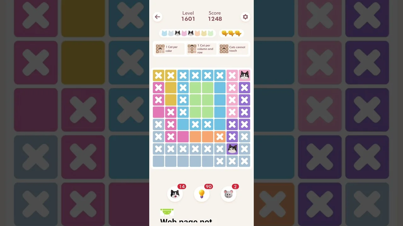 Meowdoku Level 1601 board