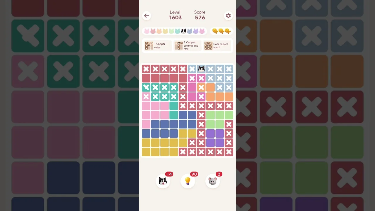 Meowdoku Level 1603 board