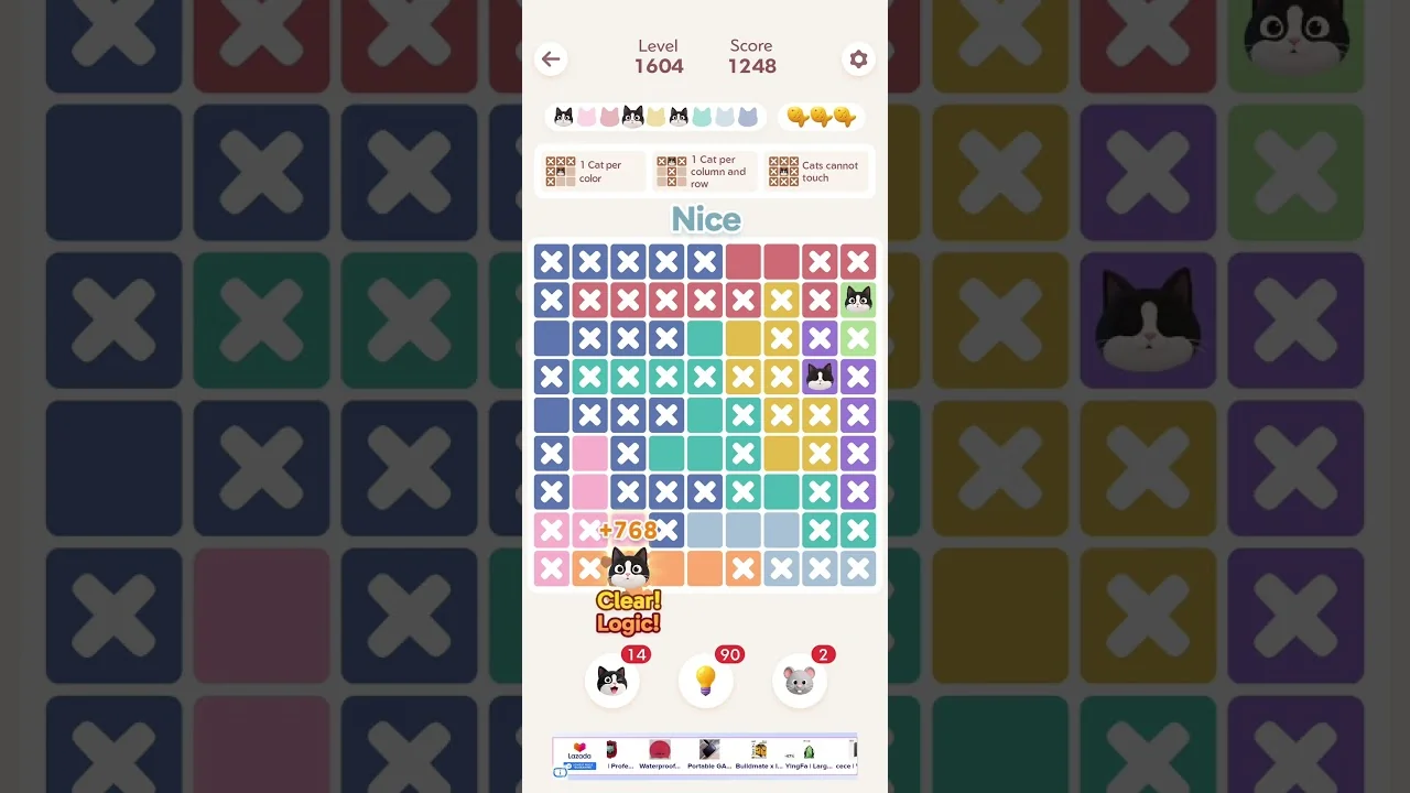 Meowdoku Level 1604 board