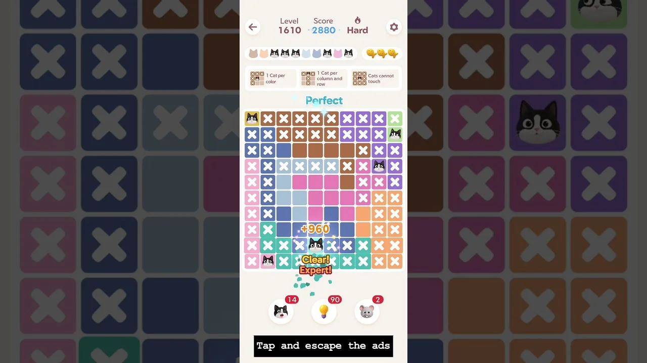 Meowdoku Level 1610 board