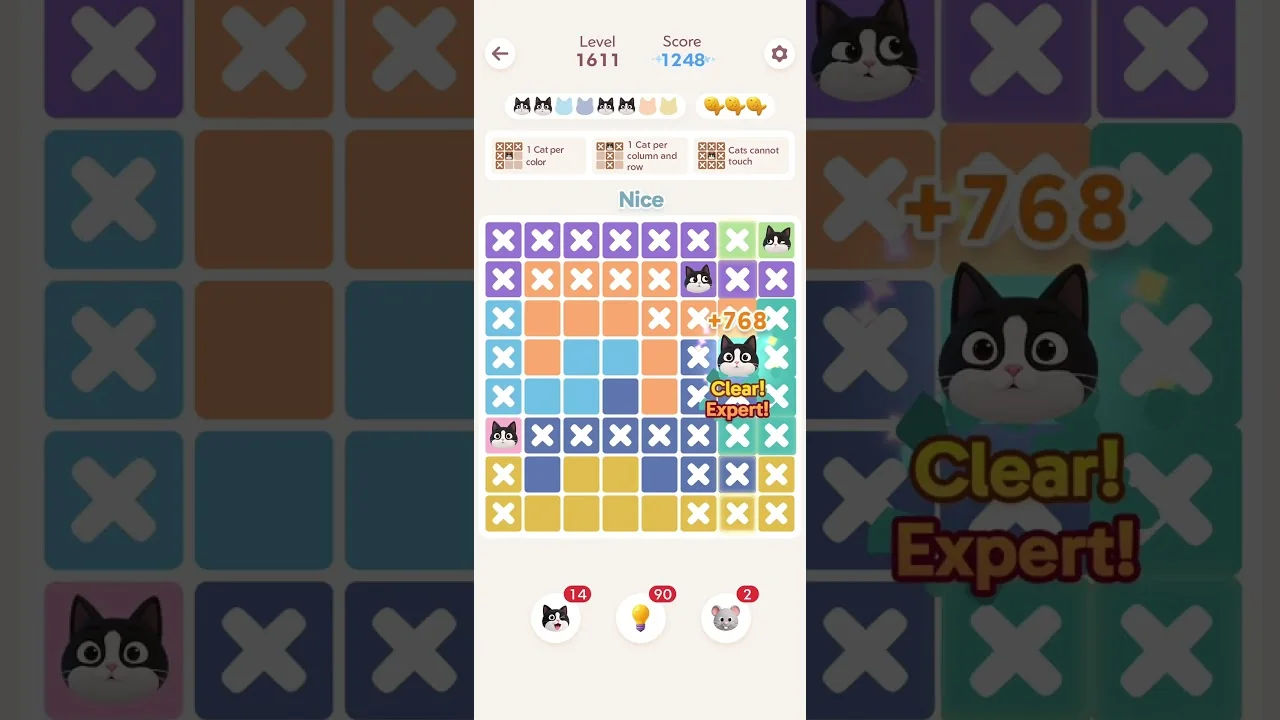 Meowdoku Level 1611 board