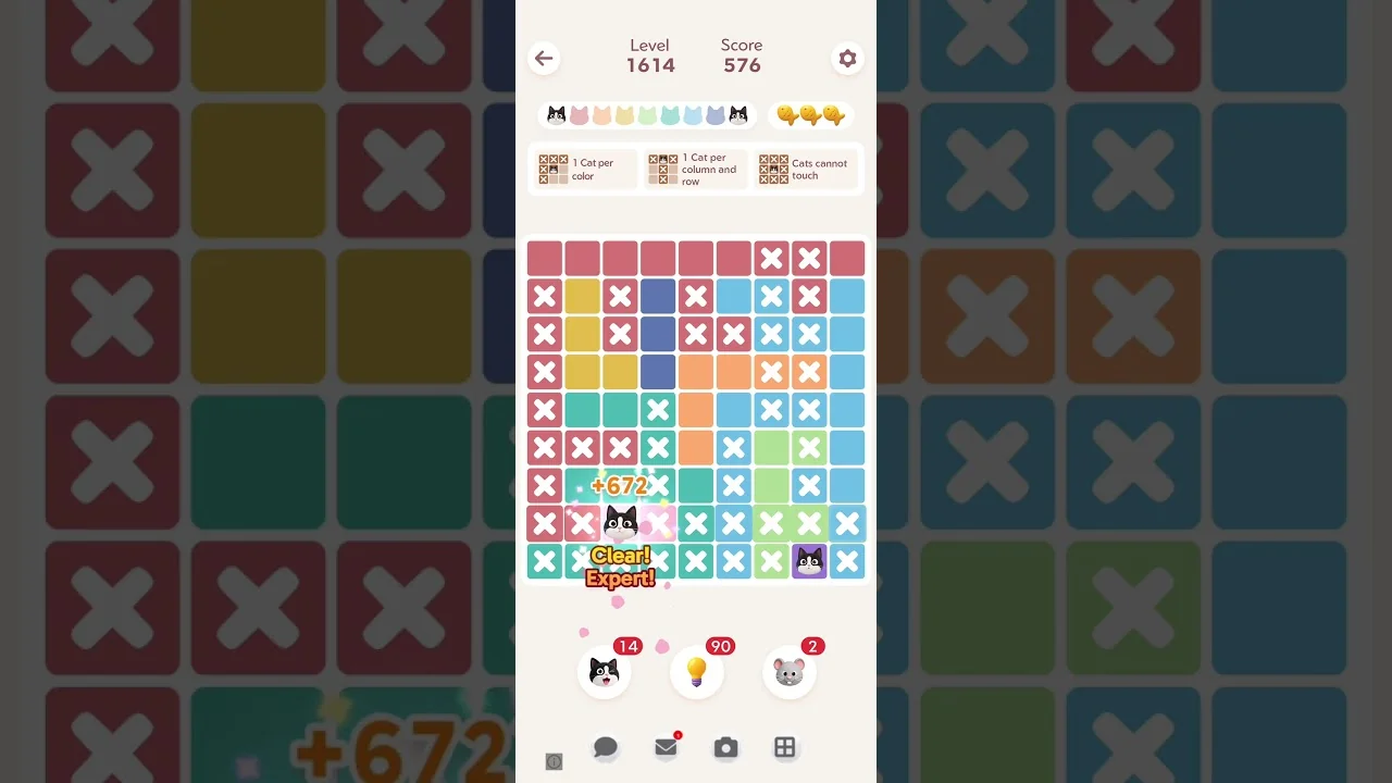Meowdoku Level 1614 board