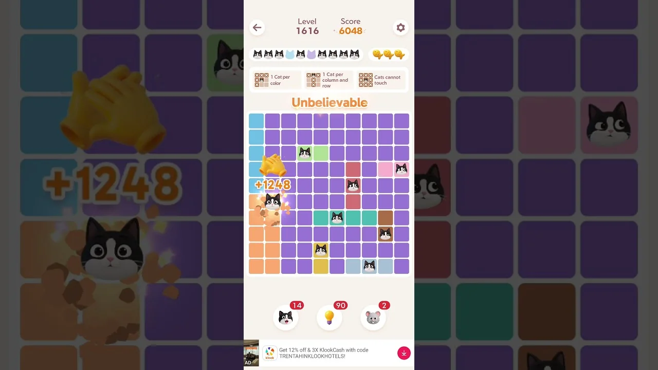 Meowdoku Level 1616 board