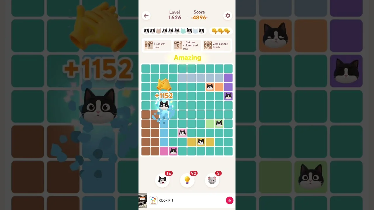 Meowdoku Level 1626 board