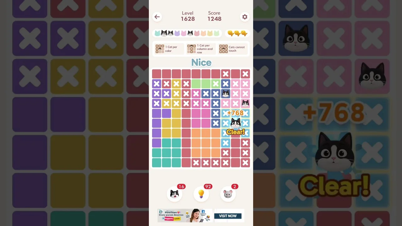 Meowdoku Level 1628 board