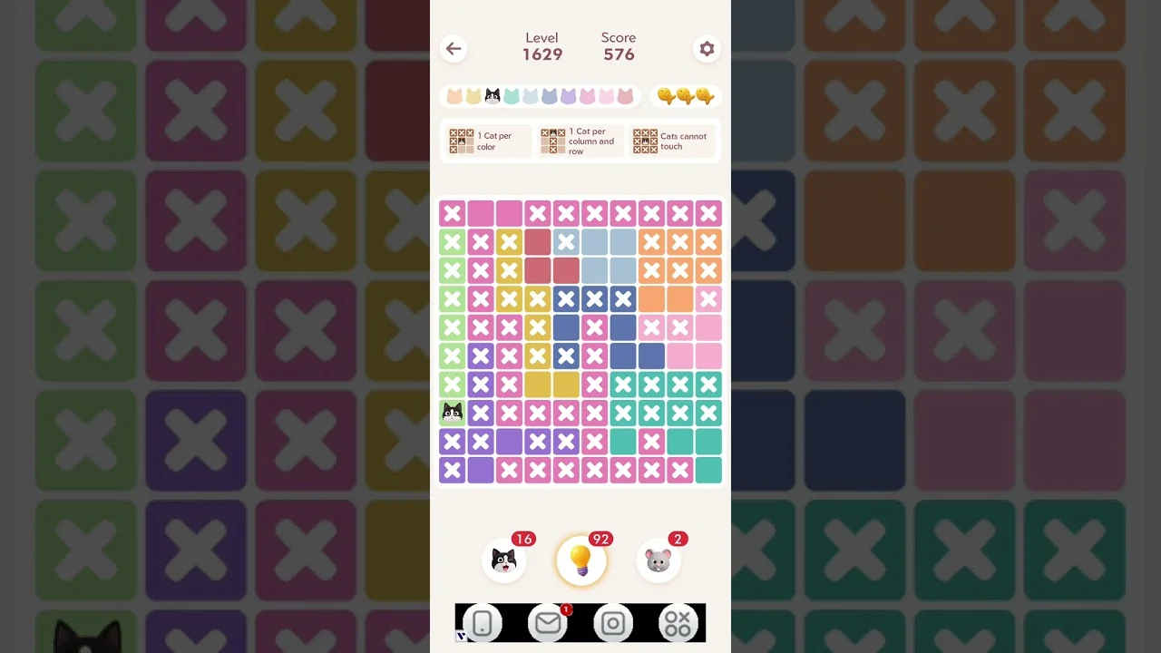 Meowdoku Level 1629 board