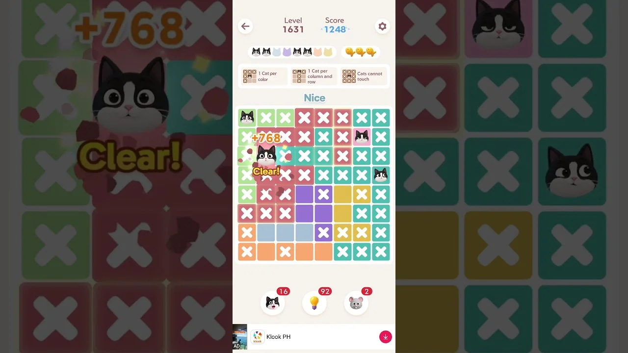 Meowdoku Level 1631 board