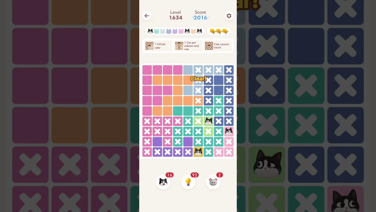 Meowdoku Level 1634 board