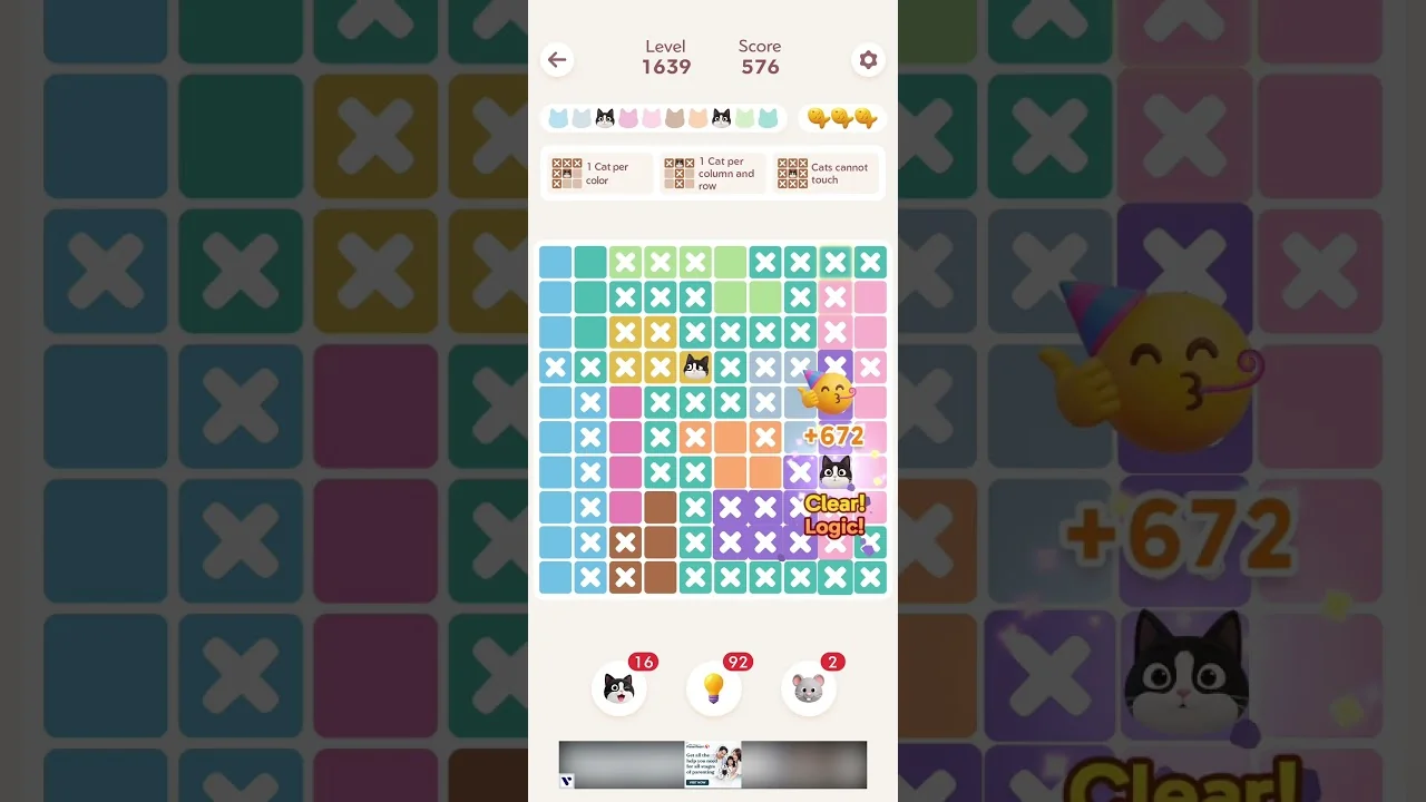 Meowdoku Level 1639 board