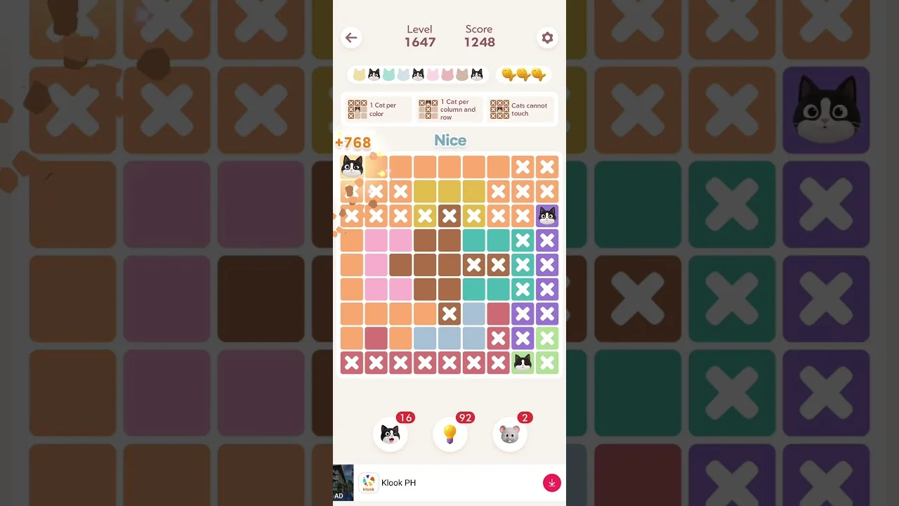 Meowdoku Level 1647 board layout