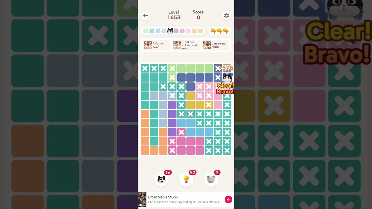 Meowdoku Level 1653 board layout
