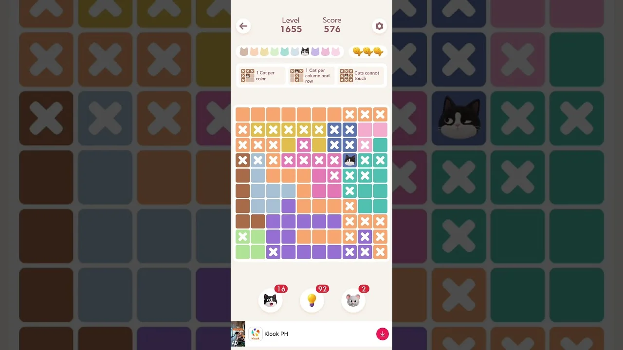 Meowdoku Level 1655 board layout