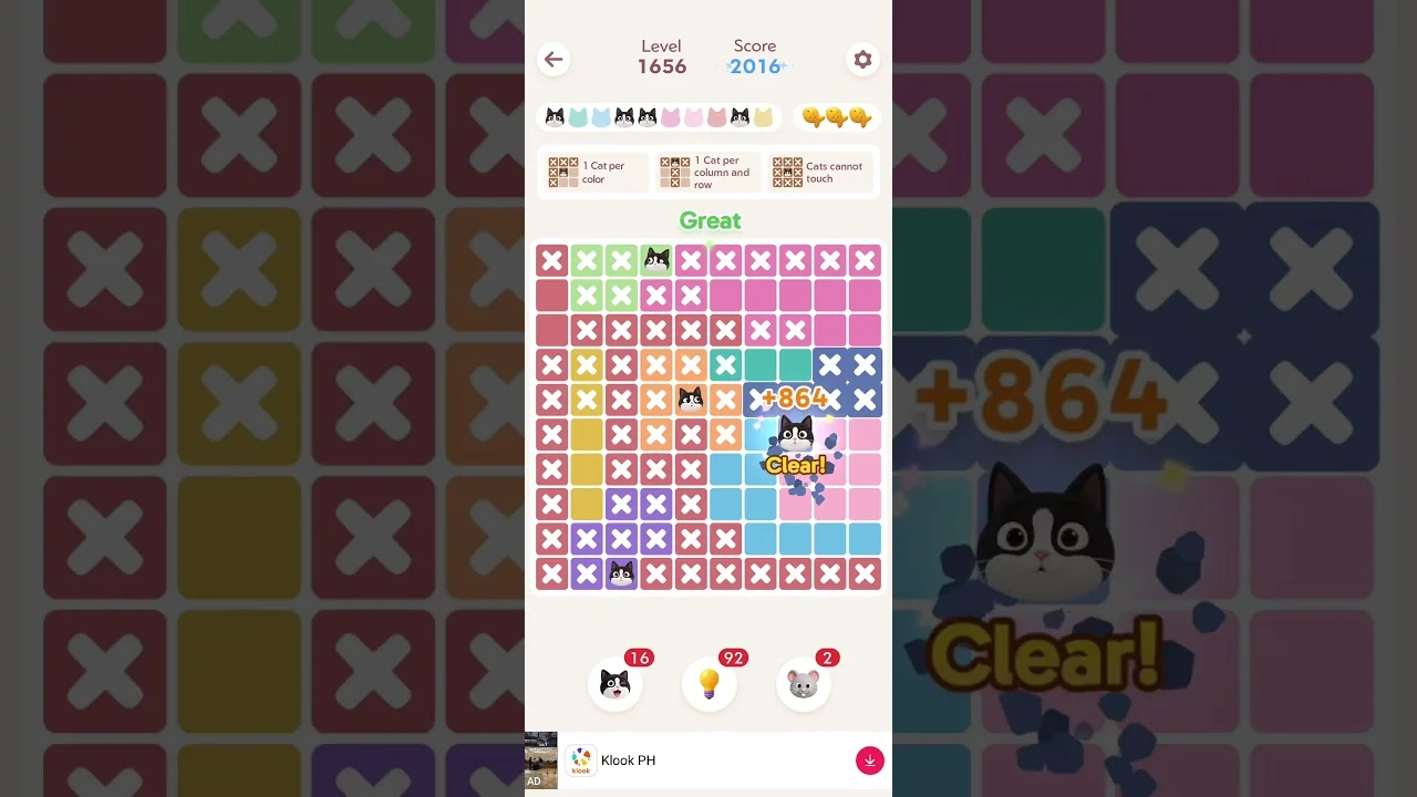 Meowdoku Level 1656 board layout