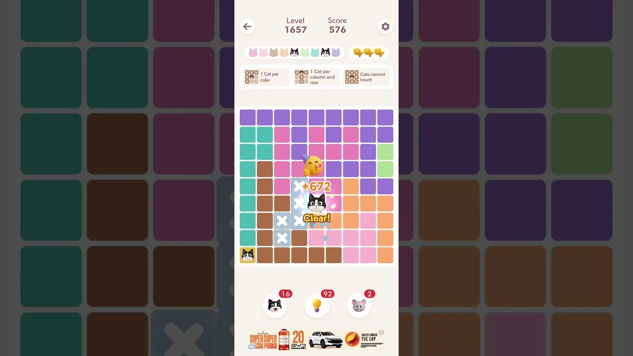 Meowdoku Level 1657 board layout