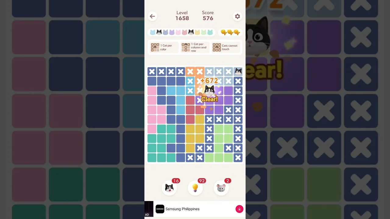Meowdoku Level 1658 board layout