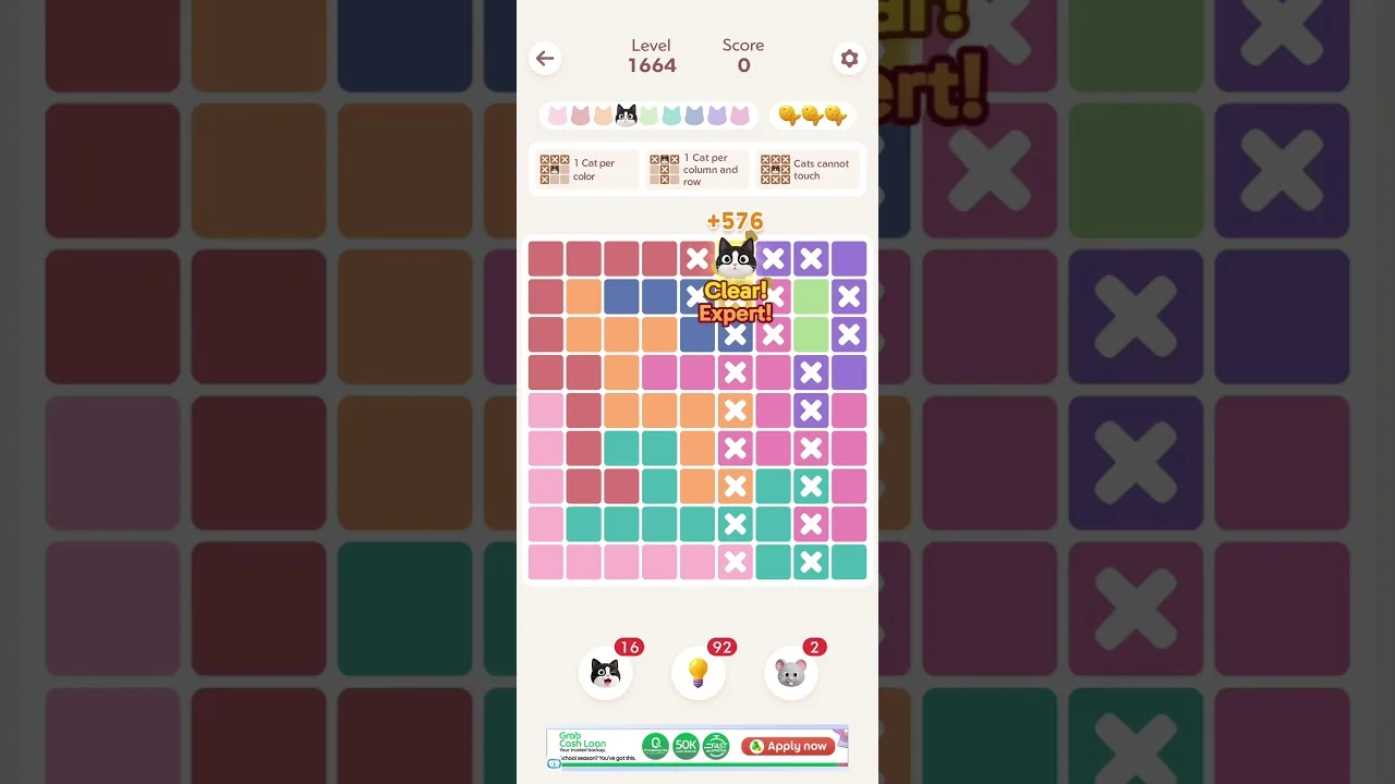 Meowdoku Level 1664 board layout