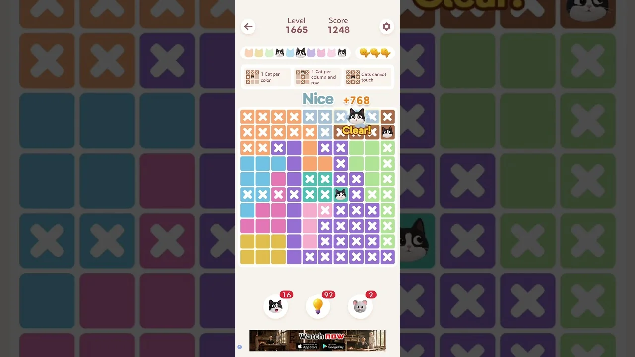 Meowdoku Level 1665 board layout