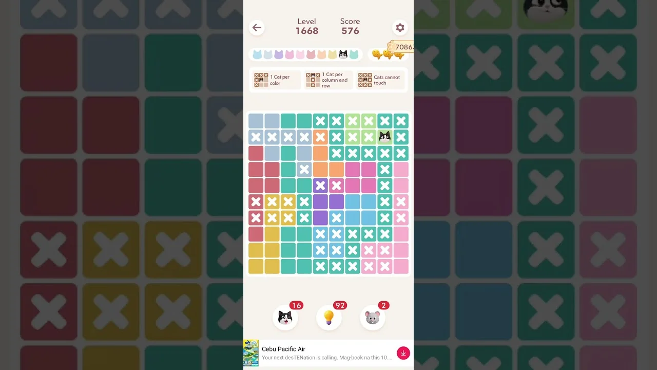 Meowdoku Level 1668 board layout