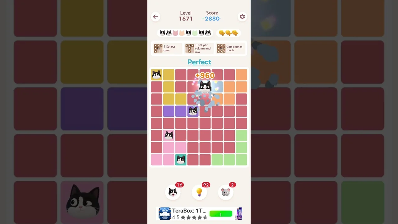 Meowdoku Level 1671 board layout