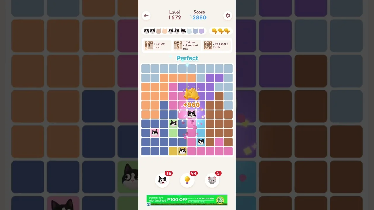 Meowdoku Level 1672 board layout