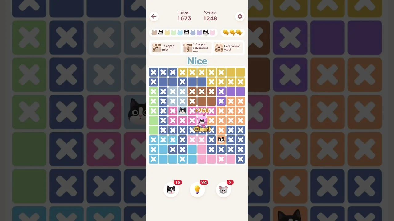 Meowdoku Level 1673 board layout