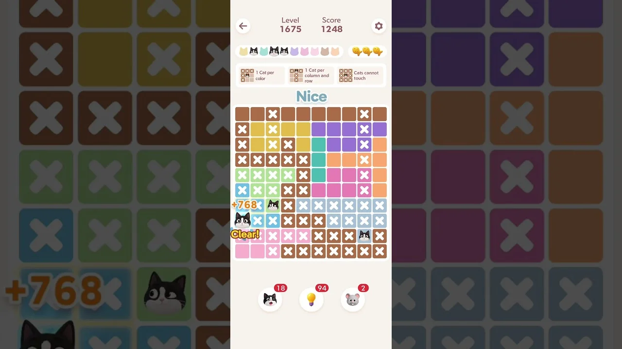 Meowdoku Level 1675 board layout
