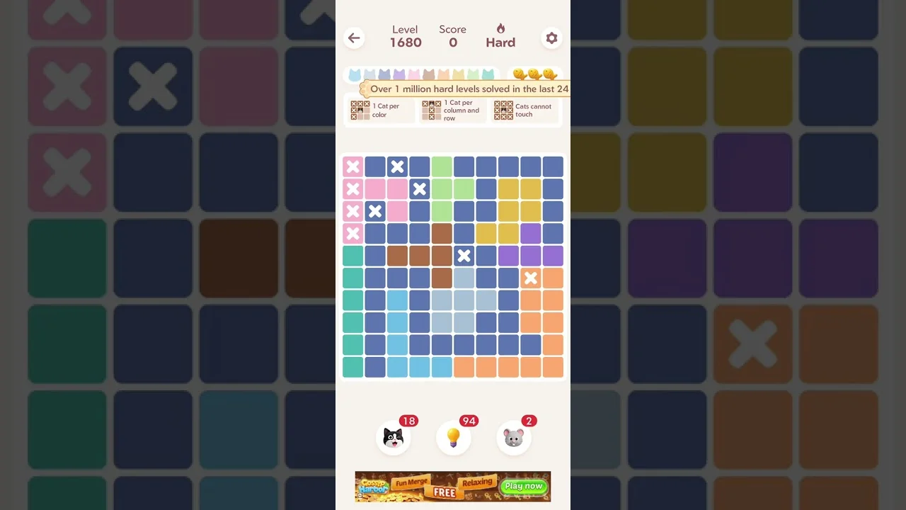 Meowdoku Level 1680 board layout