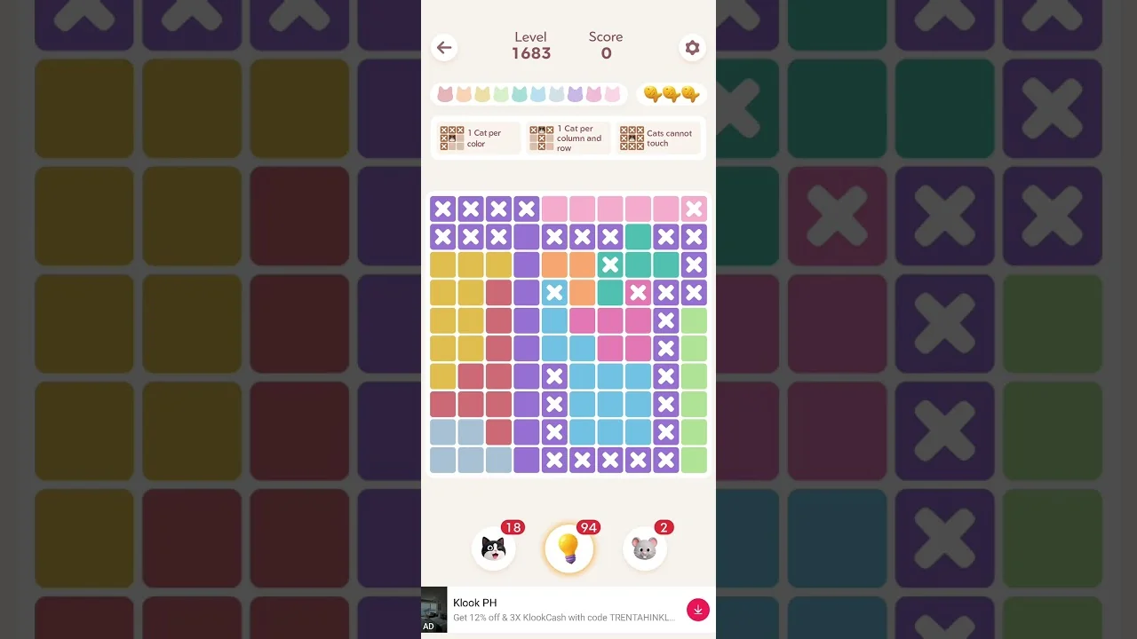 Meowdoku Level 1683 board layout