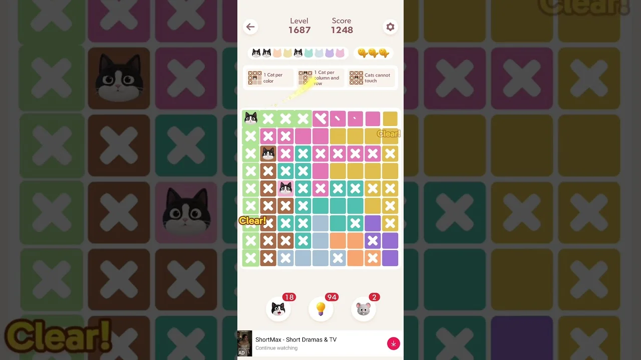 Meowdoku Level 1687 board layout