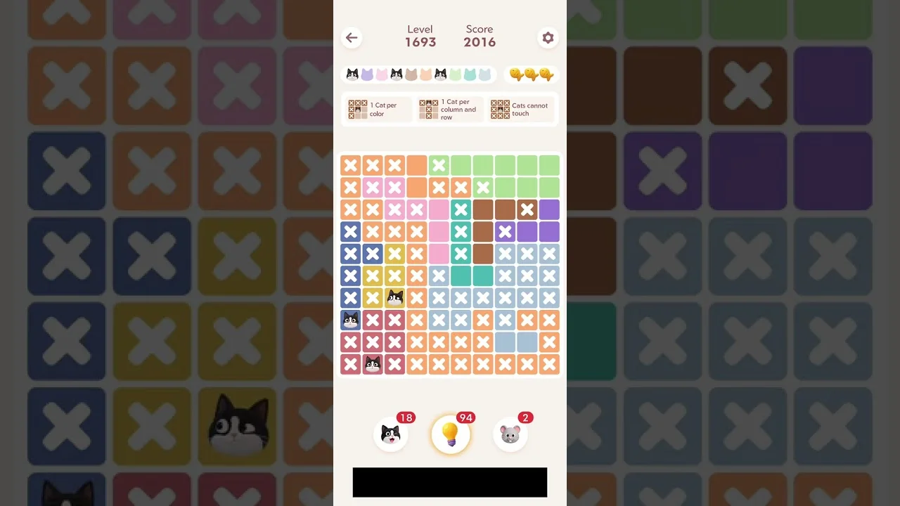 Meowdoku Level 1693 board layout