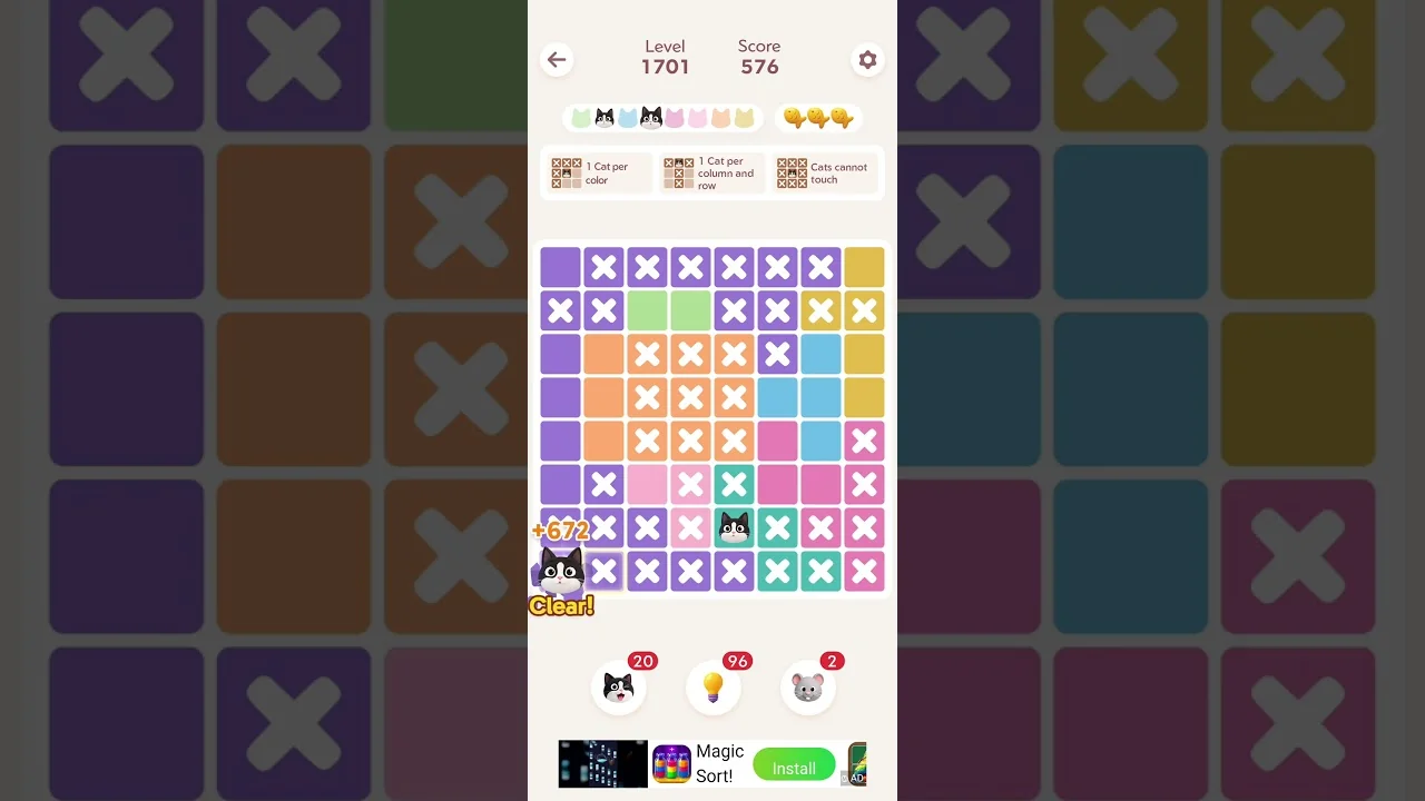 Meowdoku Level 1701 board layout