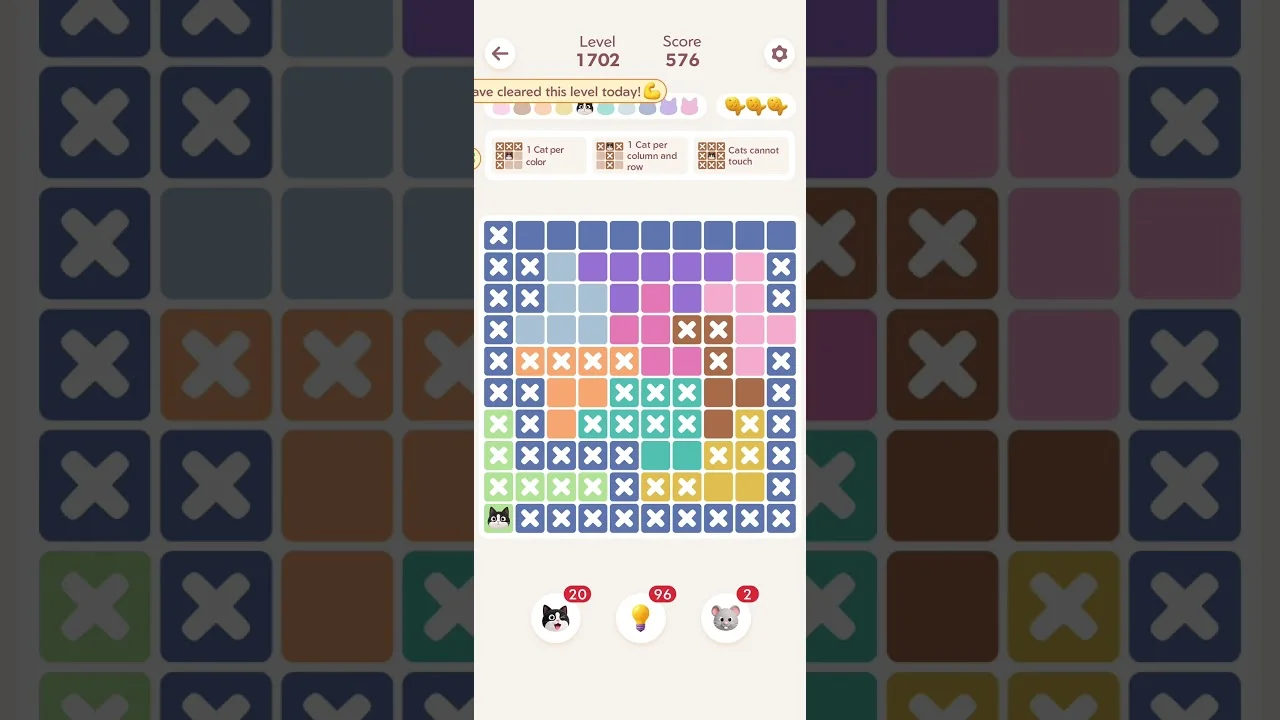Meowdoku Level 1702 board layout