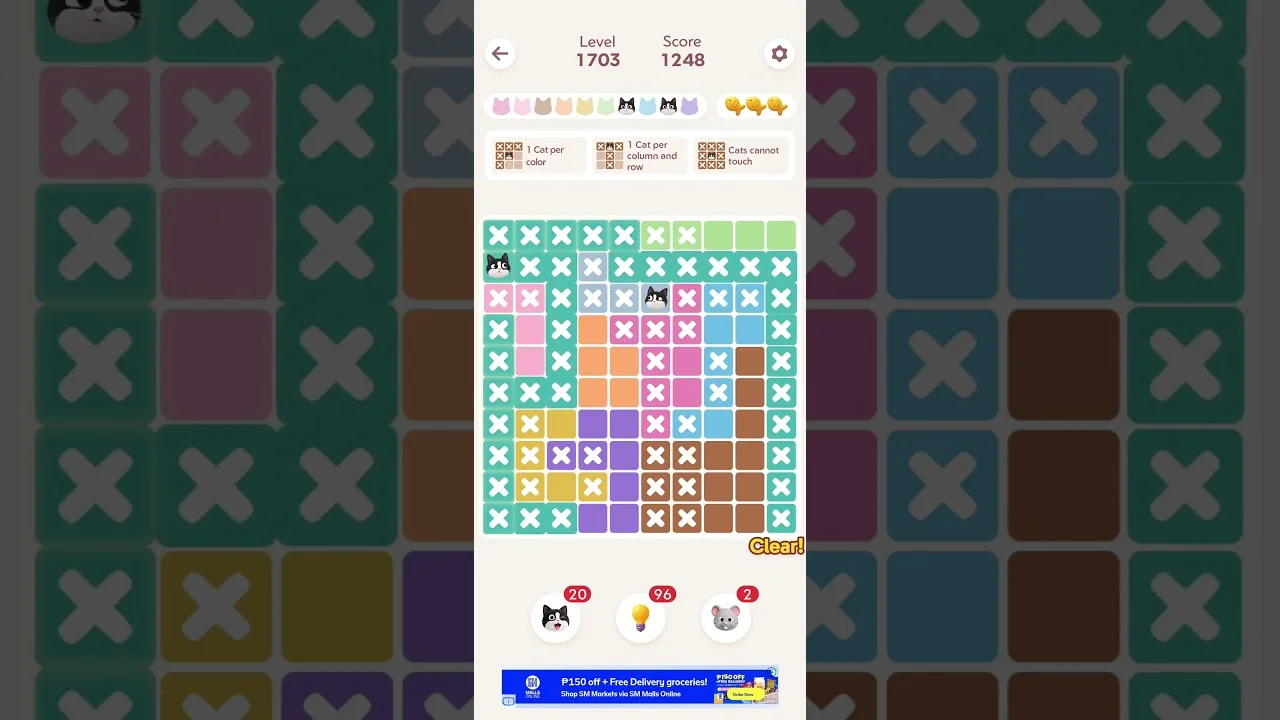 Meowdoku Level 1703 board layout