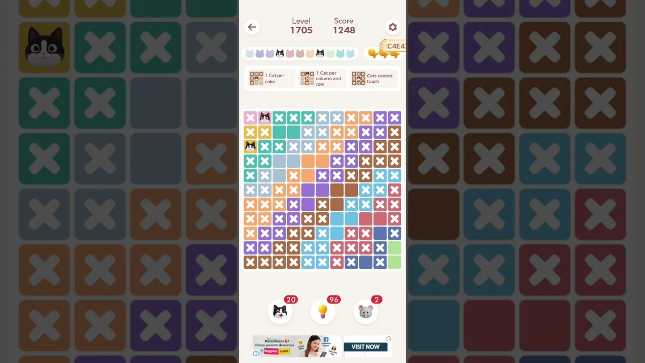 Meowdoku Level 1705 board layout