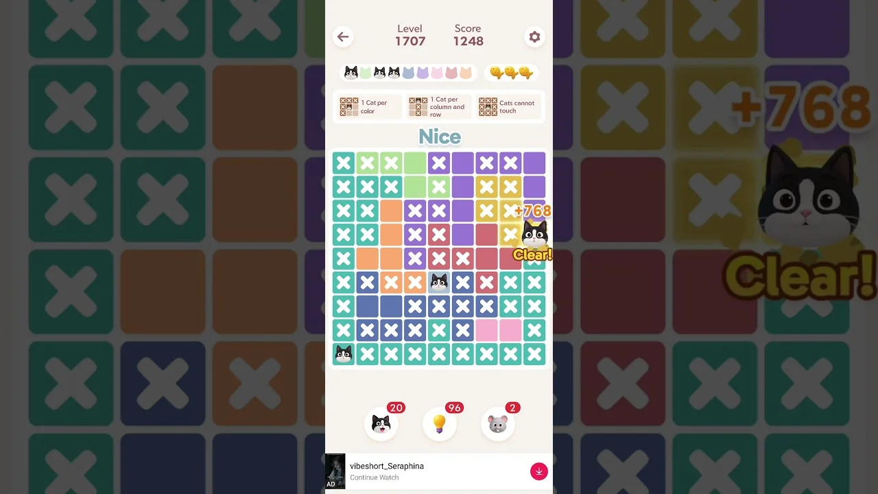 Meowdoku Level 1707 board layout