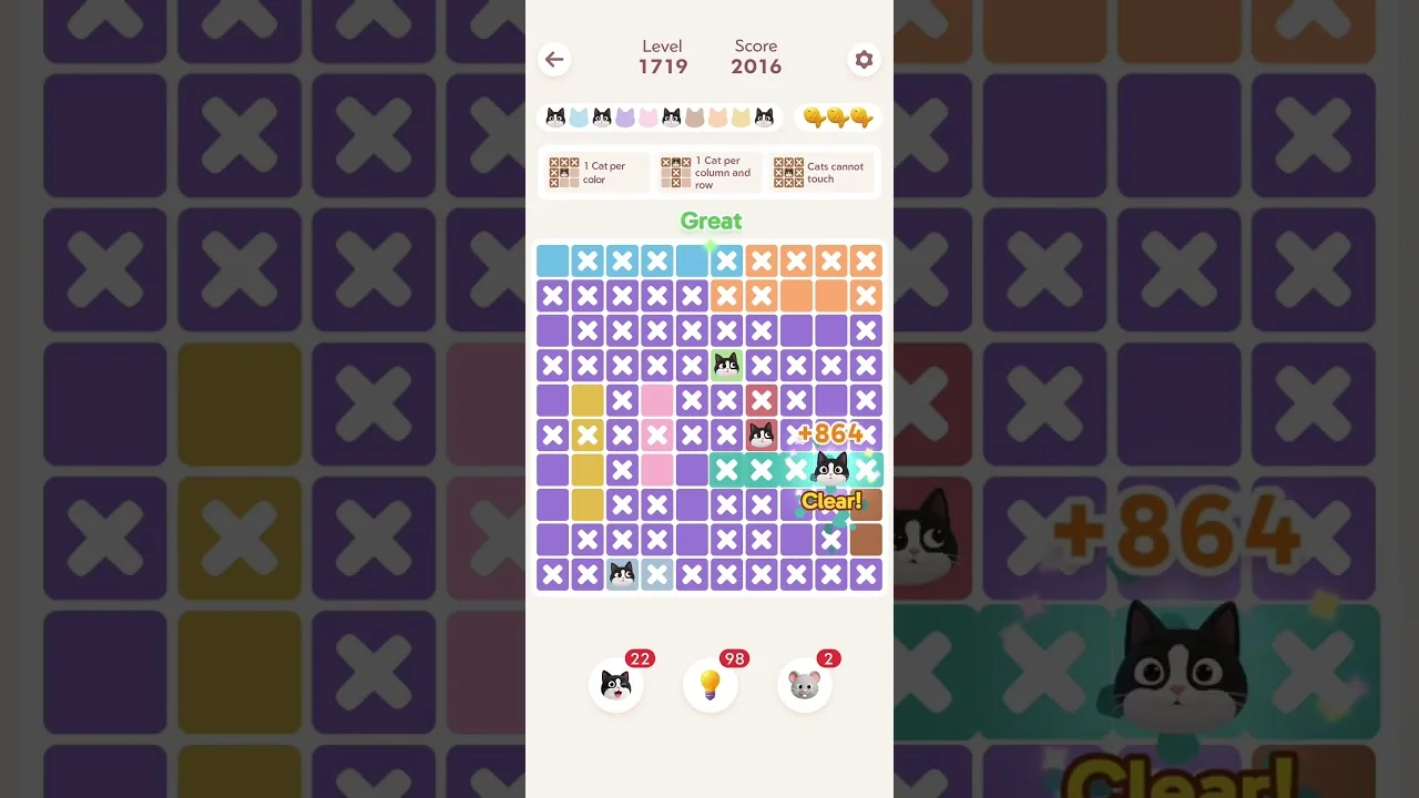 Meowdoku Level 1719 board layout
