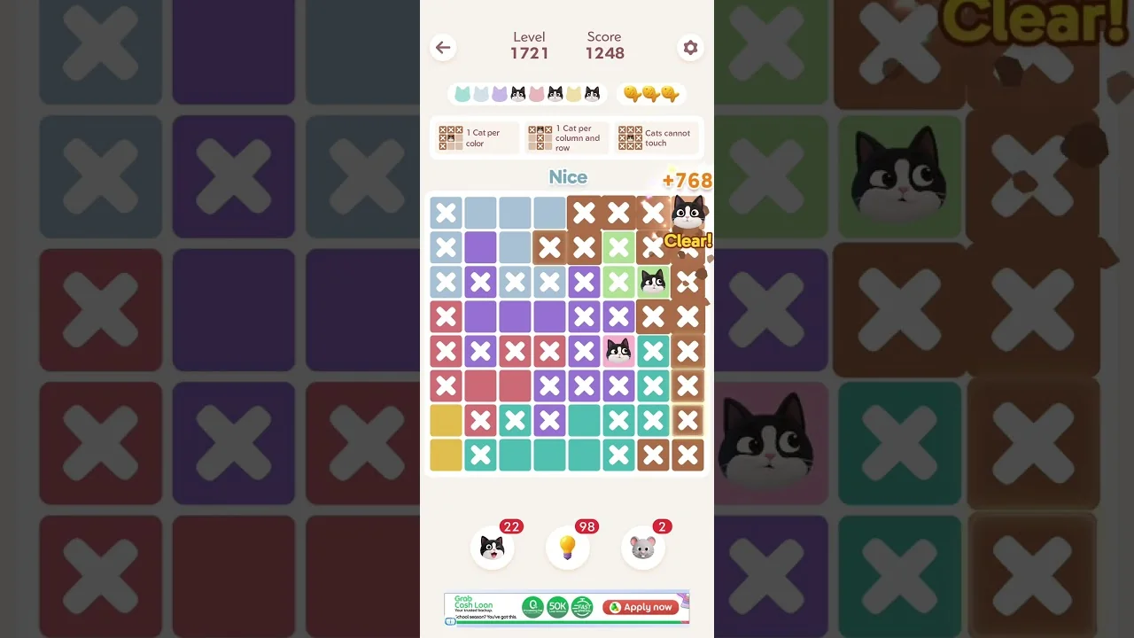 Meowdoku Level 1721 board layout