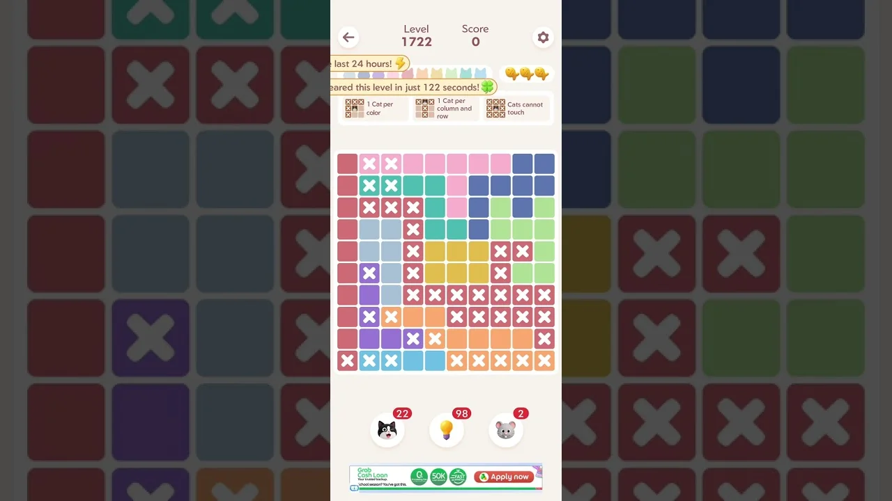 Meowdoku Level 1722 board layout