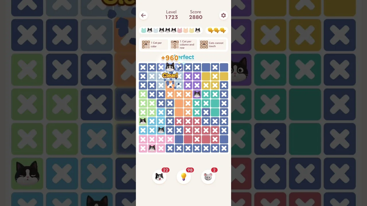 Meowdoku Level 1723 board layout