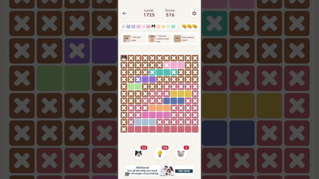 Meowdoku Level 1725 board layout