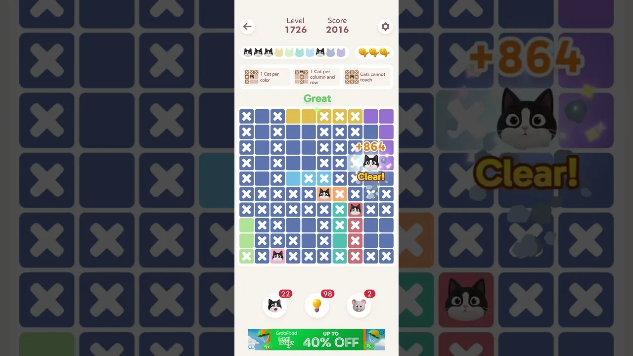 Meowdoku Level 1726 board layout