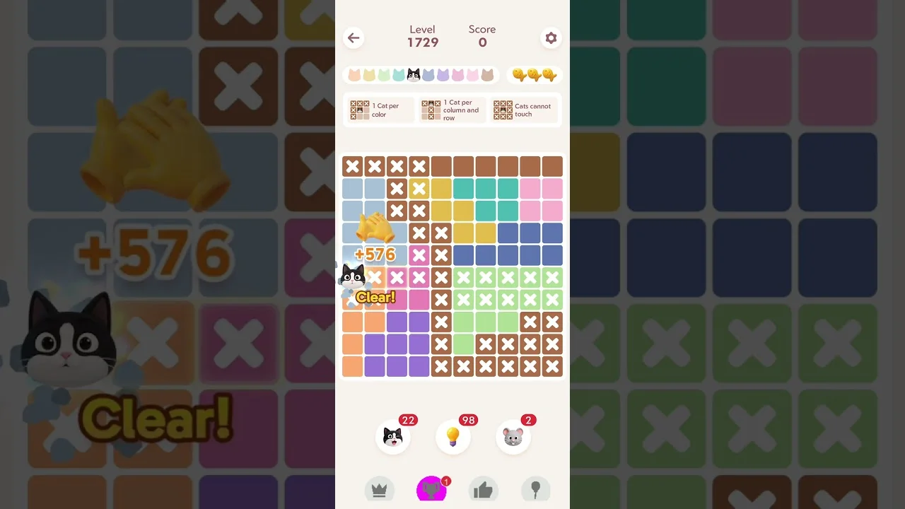 Meowdoku Level 1729 board layout
