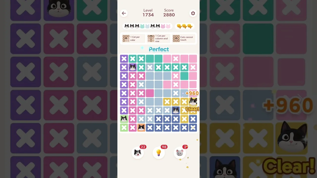 Meowdoku Level 1734 board layout