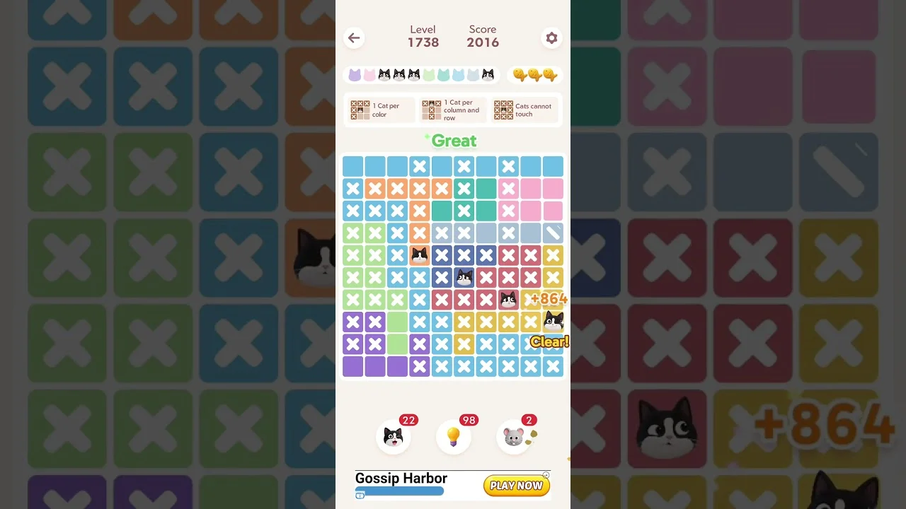 Meowdoku Level 1738 board layout