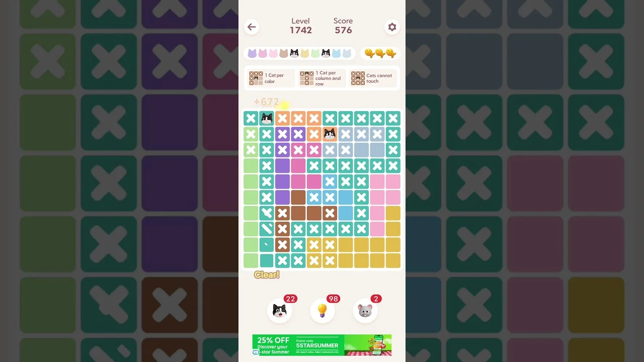 Meowdoku Level 1742 board layout
