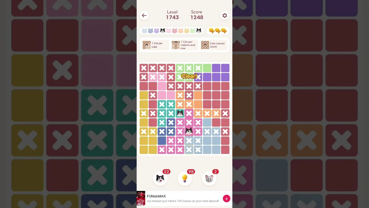 Meowdoku Level 1743 board layout