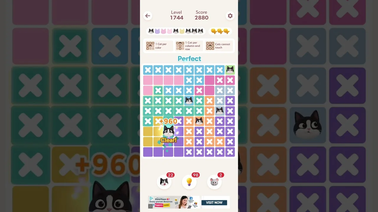 Meowdoku Level 1744 board layout