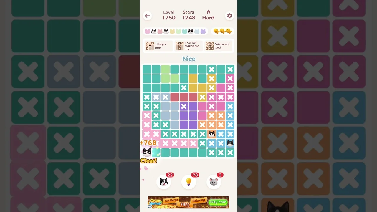 Meowdoku Level 1750 board layout