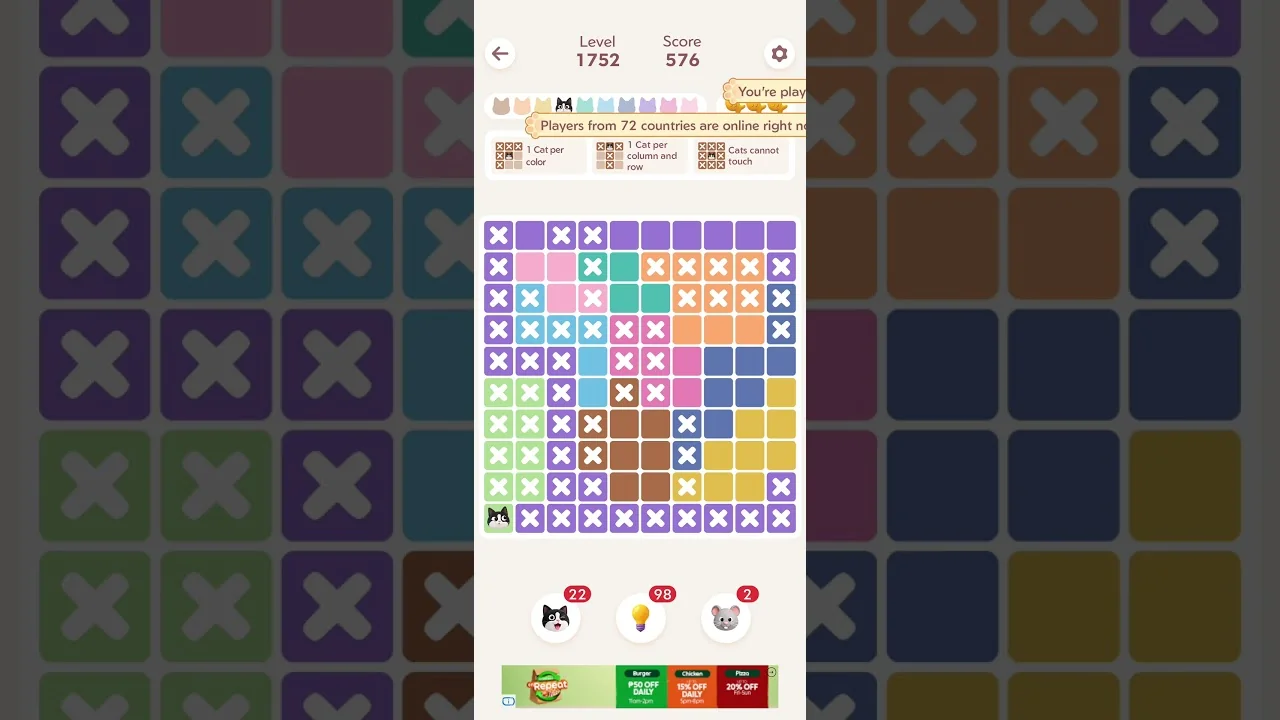 Meowdoku Level 1752 board layout
