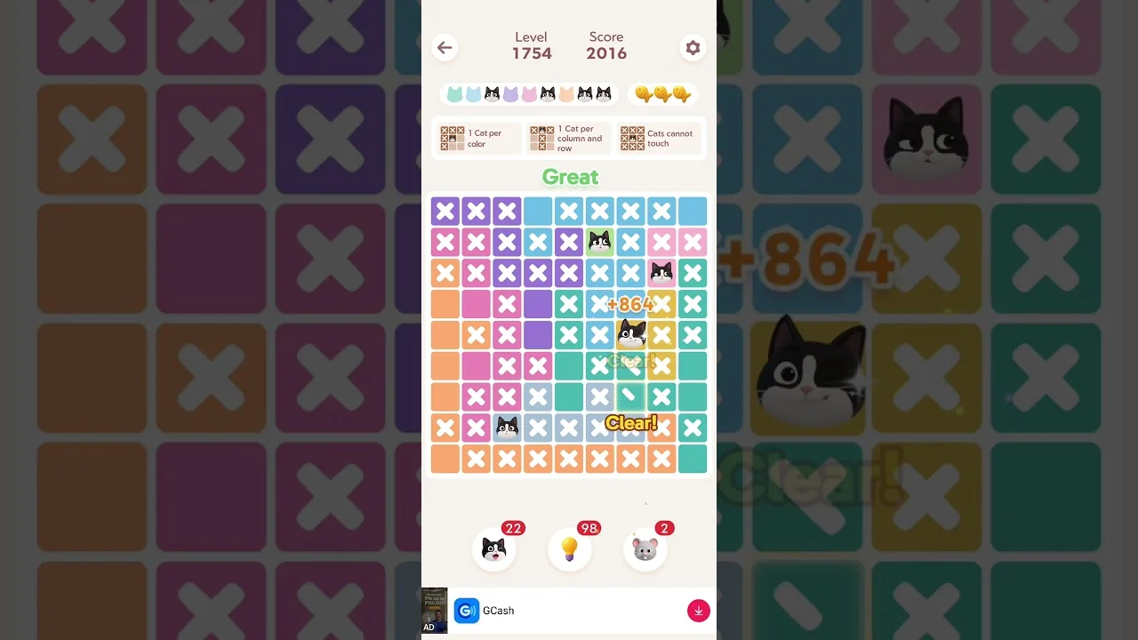 Meowdoku Level 1754 board layout